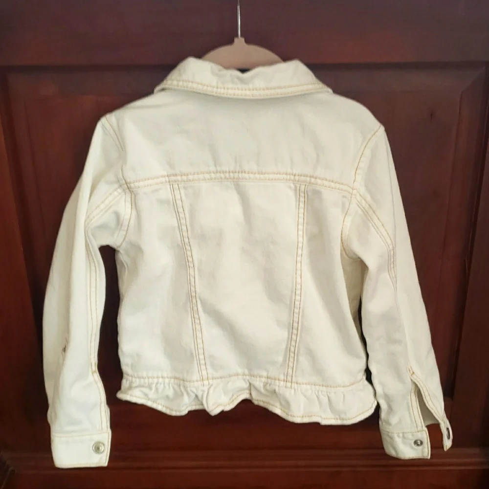 Gymboree Jean Jacket with ruffle and flower Embroidery size 5-6